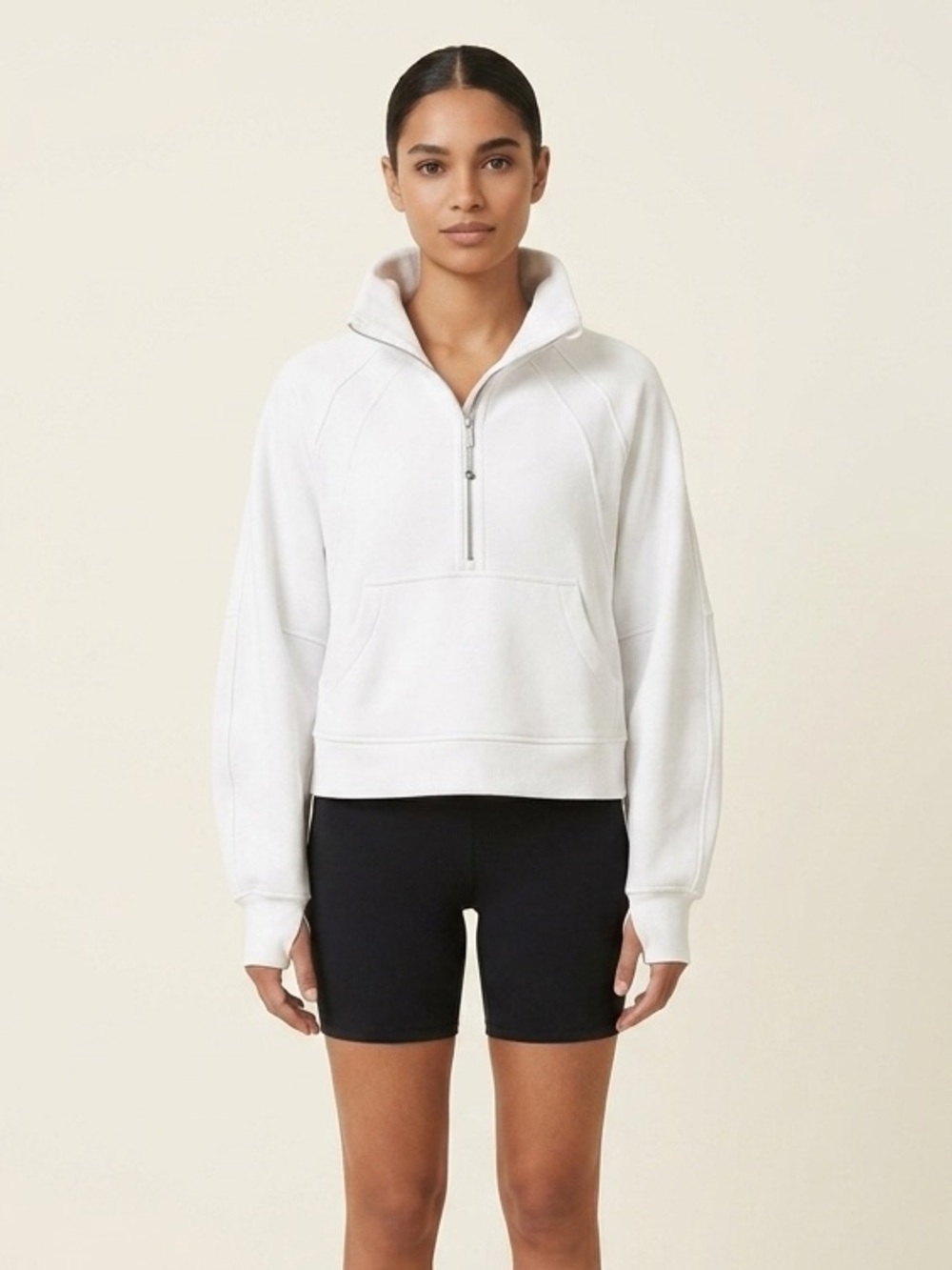 lululemon athletica Off-White Oversized Cropped Scuba Half-Zip Pullover XL